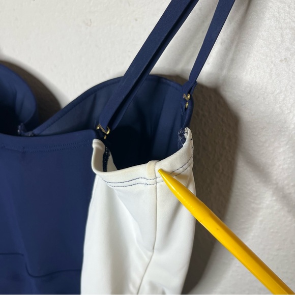 Tory Burch Lipsi Navy White Colorblock One Piece Swimsuit Vacation - Picture 8 of 10